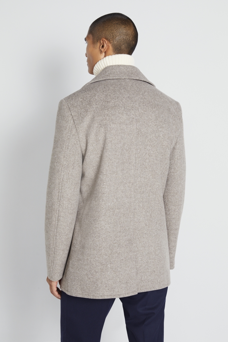 Tailored Fit Oatmeal Pea Coat Buy Online At Moss